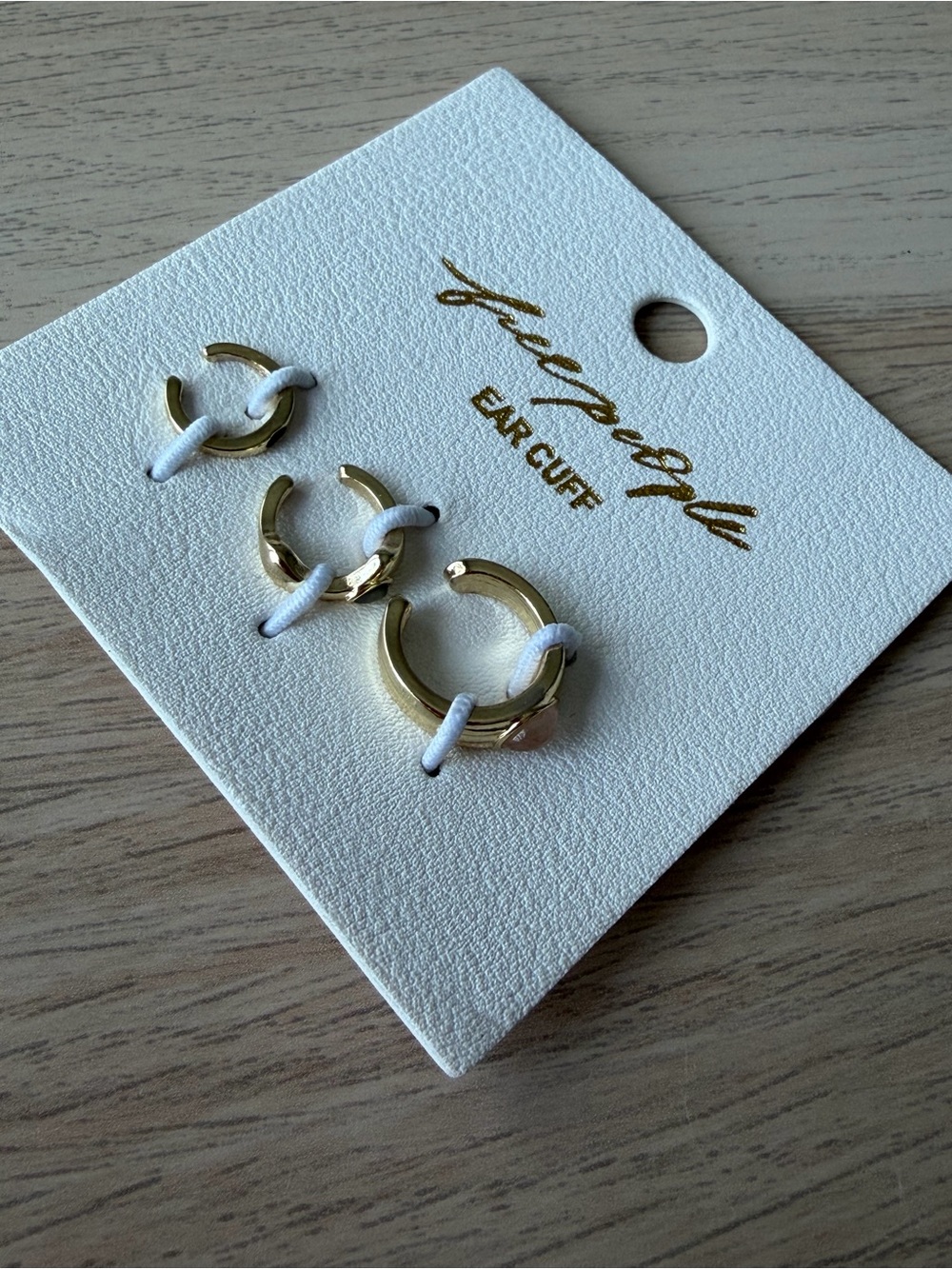 Free People NWT Gold Ear Cuff Set 3 Piece Stone Boho Statement Earrings